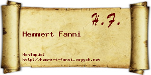 Hemmert Fanni névjegykártya